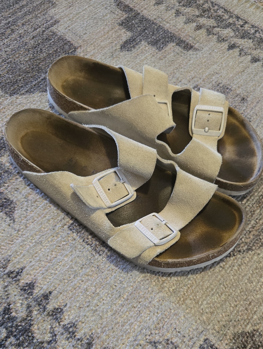 Birkenstonck Beige Suede Double-Buckle Sandals - Picture 3 of 10